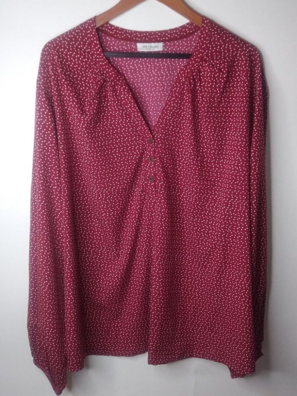 CW Classics 2X Cranberry Blouse Top Plus